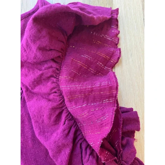 Anthropologie Caroline ruffled babydoll top Raspberry (XS) - Picture 7 of 9